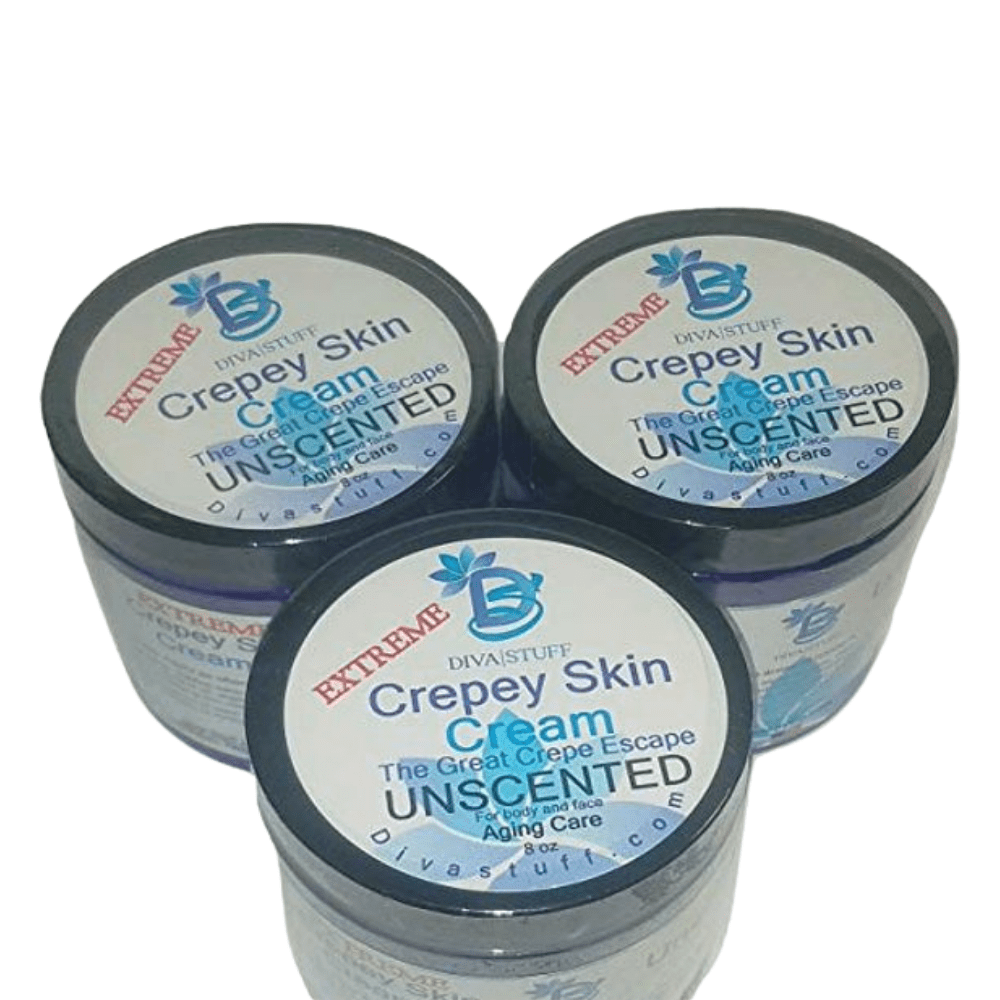 Three Pack, Extreme Crepey Skin Body & Face Cream Facial Moisturizer by Diva Stuff (Unscented)
