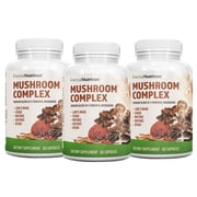Three Pack - Mushroom Complex 700mg to 1400mg. The 5 Most Powerful Mushrooms - Lions Mane, Reishi, Chaga, Maitake, Shiitake - Supports Immune and Brain Health from Herbal Nutrition