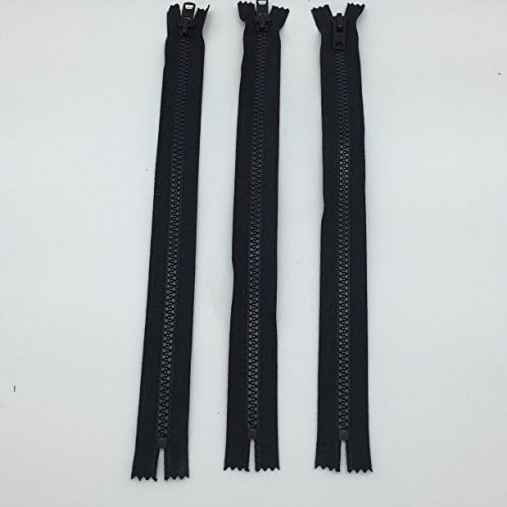 Three-Pack YKK 16 x 1.5 #10 Vislon Closed-End Zippers - Black - UV Treated - Use for sail covers, canvas enclosures, jib luff sleeves, jackets, and much more!