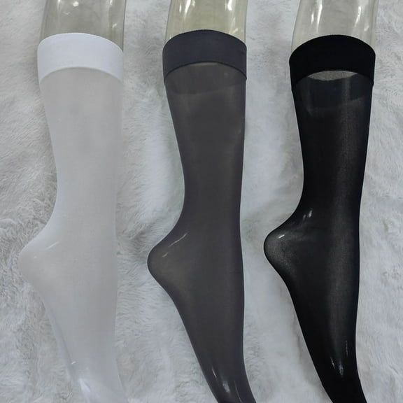 Three Pair Mens Black Business Socks Ultra Thin Mid Calf Casual Non Marking