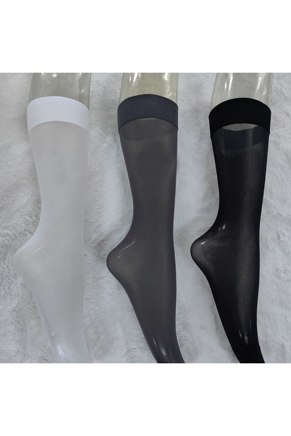 Three Pair Mens Black Business Socks Ultra Thin Mid Calf Casual Non Marking