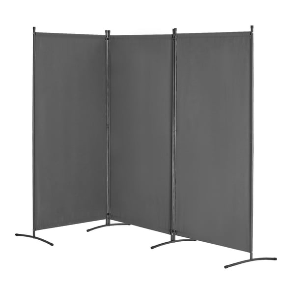 Three Panel Folding Privacy Screen Portable Room Divider for Office Bedroom Study Gray