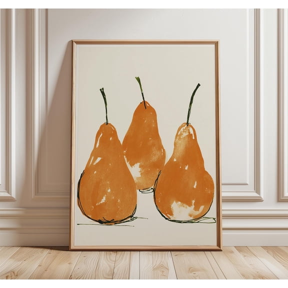 Three Pears Minimalist Mid Century Modern Wall Art, Stylish Kitchen And Dining Theme For Kitchen, Cafe And Dining Room Decor