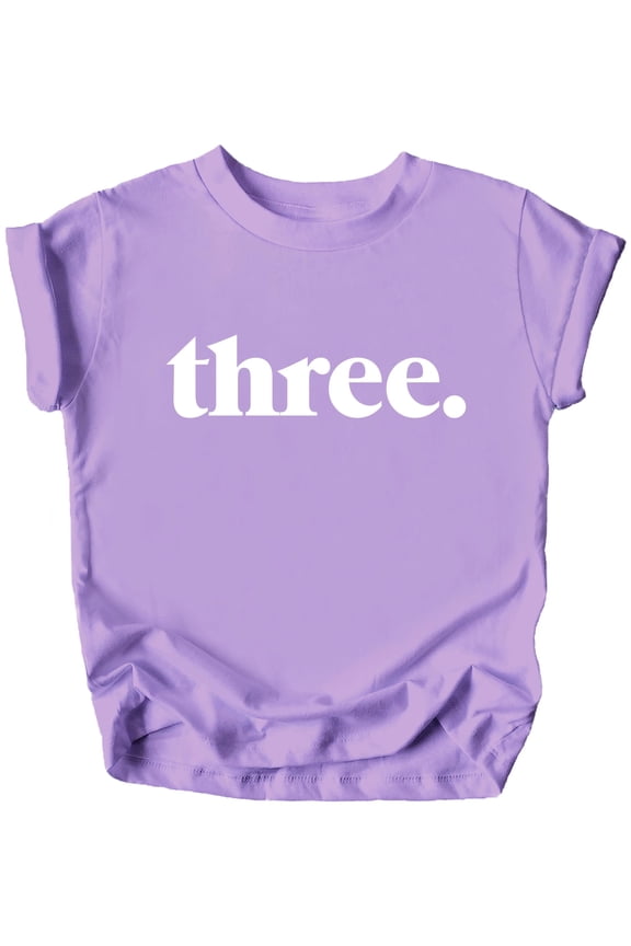 Three Period 3rd Birthday Shirt for Boys & Girls - Toddler Third Bday Party Outfit Purple Shirt 5-6
