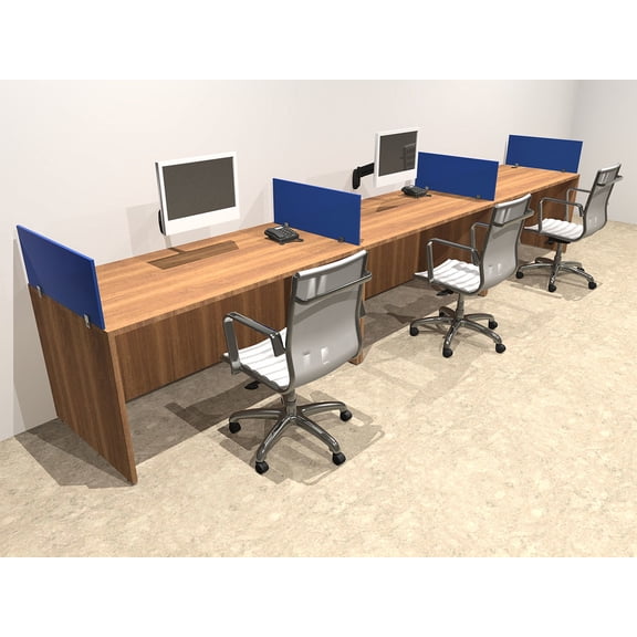 Three Person Blue Divider Office Workstation Desk Set, #OT-SUL-SPB5