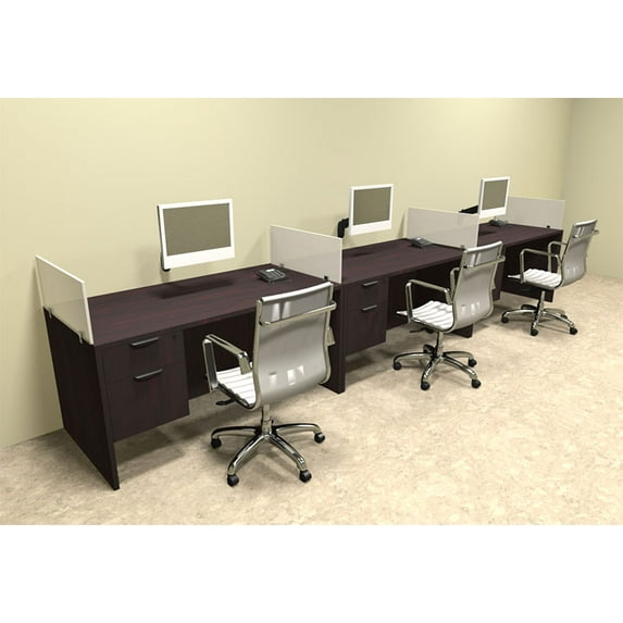 Three Person Divider Modern Office Workstation Desk Set, #OT-SUL-SP27