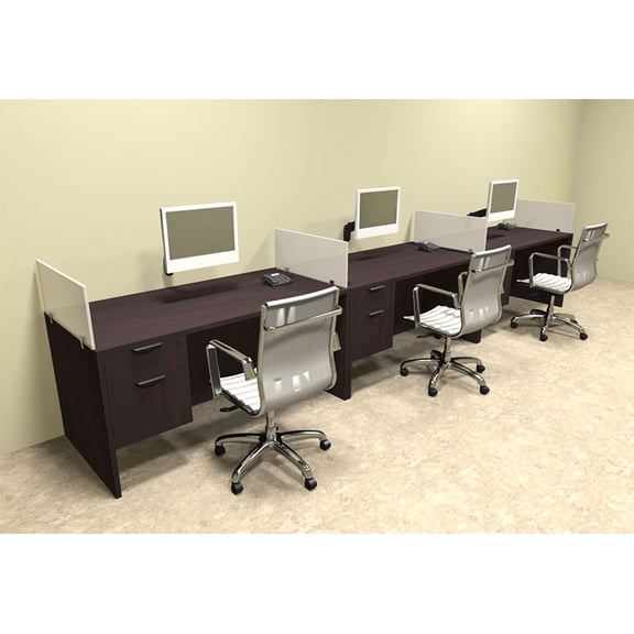 Three Person Divider Modern Office Workstation Desk Set, #OT-SUL-SP27