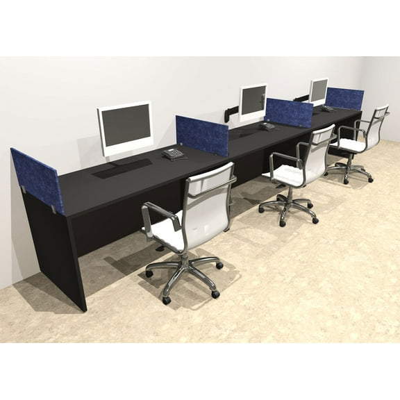 Three Person Modern Accoustic Divider Office Workstation Desk Set, #OT-SUL-SPRB8