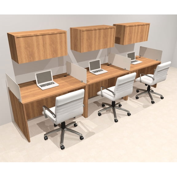 Three Person Modern Acrylic Divider Office Workstation Desk Set, #OT-SUS-SP31