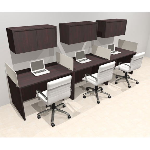 Three Person Modern Acrylic Divider Office Workstation Desk Set, #OT-SUS-SP33