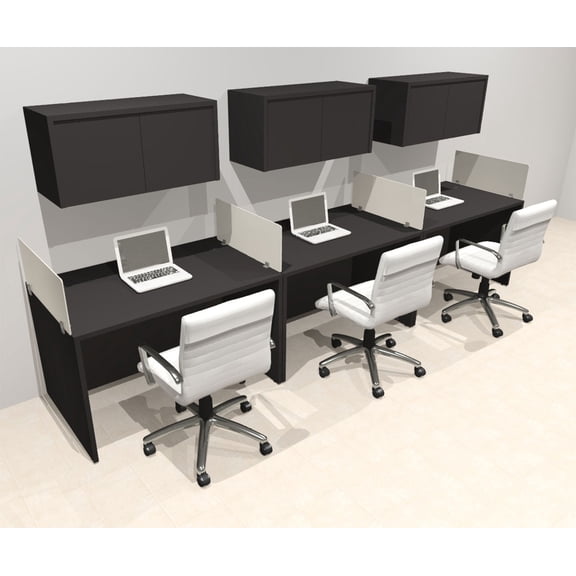 Three Person Modern Acrylic Divider Office Workstation Desk Set, #OT-SUS-SP34