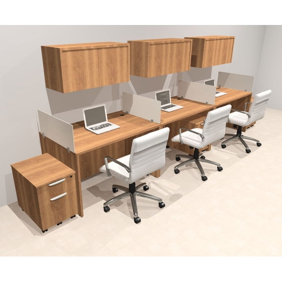 Three Person Modern Acrylic Divider Office Workstation Desk Set, #OT-SUS-SP51