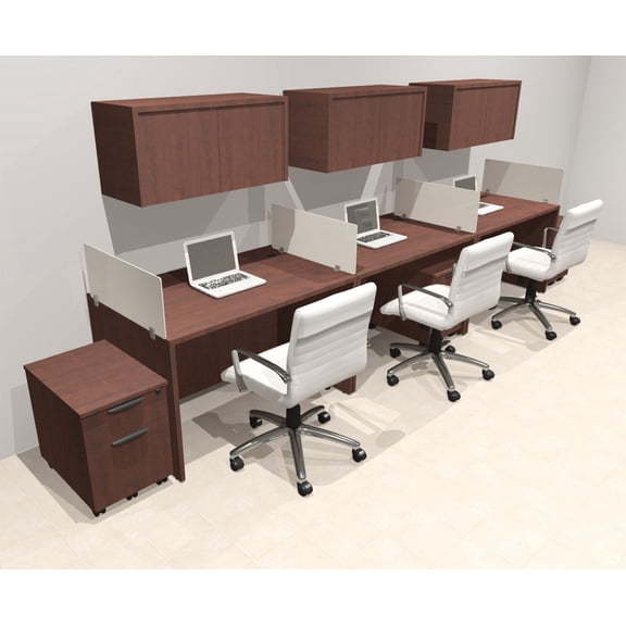 Three Person Modern Acrylic Divider Office Workstation Desk Set, #OT-SUS-SP52