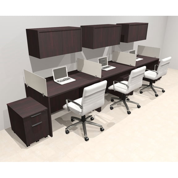 Three Person Modern Acrylic Divider Office Workstation Desk Set, #OT-SUS-SP53