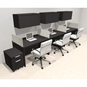 Three Person Modern Acrylic Divider Office Workstation Desk Set, #OT-SUS-SP54