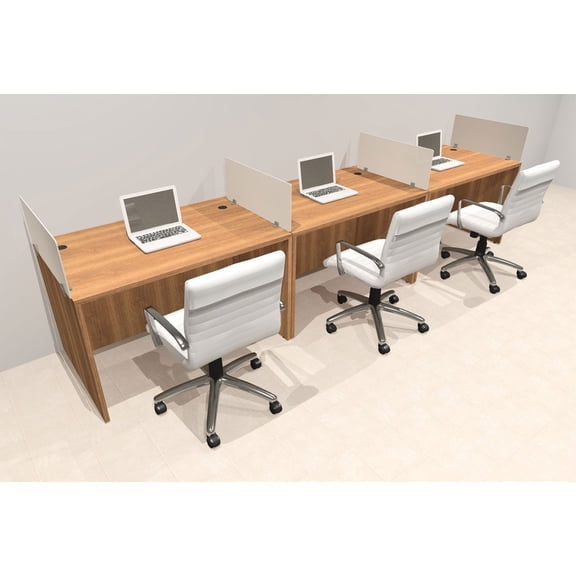 Three Person Modern Acrylic Divider Office Workstation Desk Set, #OT-SUS-SP6