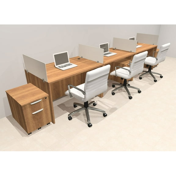 Three Person Modern Acrylic Divider Office Workstation Desk Set, #OT-SUS-SP71
