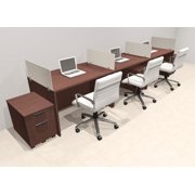 Three Person Modern Acrylic Divider Office Workstation Desk Set, #OT-SUS-SP72