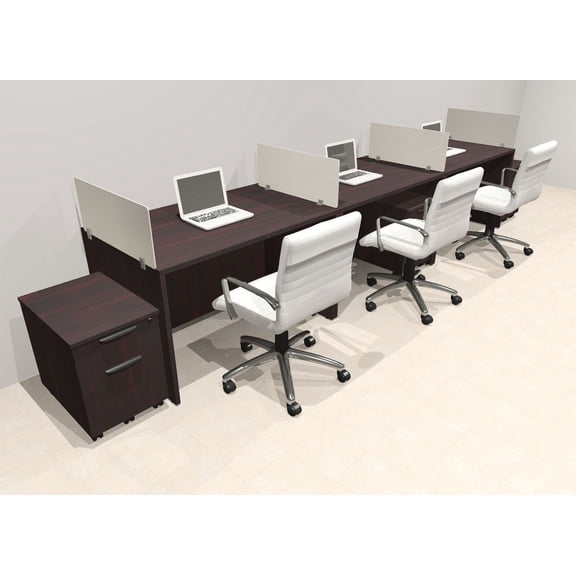 Three Person Modern Acrylic Divider Office Workstation Desk Set, #OT-SUS-SP73