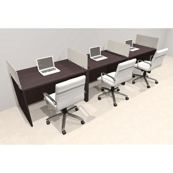 Three Person Modern Acrylic Divider Office Workstation Desk Set, #OT-SUS-SP8