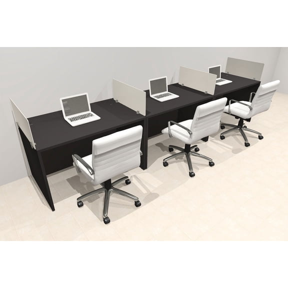 Three Person Modern Acrylic Divider Office Workstation Desk Set, #OT-SUS-SP9