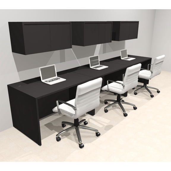 Three Person Modern No Panel Office Workstation Desk Set, #OT-SUS-SPN34