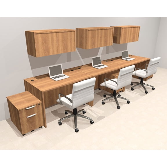 Three Person Modern No Panel Office Workstation Desk Set, #OT-SUS-SPN51