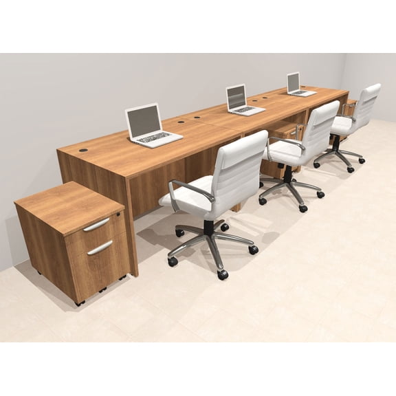 Three Person Modern No Panel Office Workstation Desk Set, #OT-SUS-SPN71