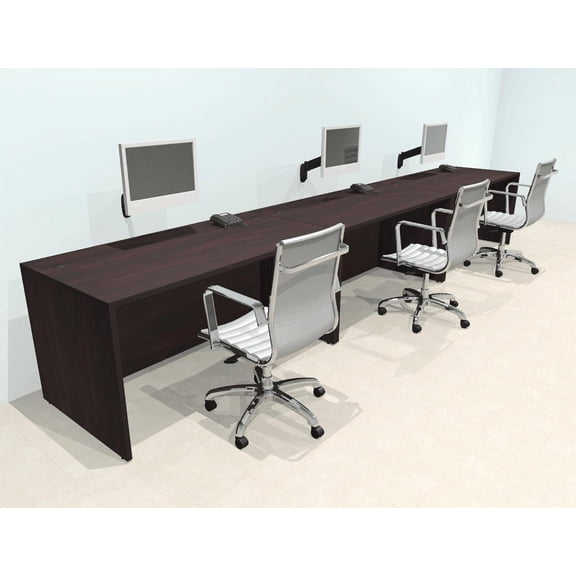 Three Person Modern Office Workstation Desk Set, #OT-SUL-SPN7
