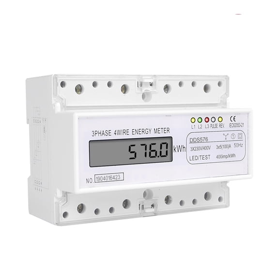 Three Phases 4 Wire Digital Power Meter Electric Electricity Meter DIN Rail Mount AC 5(100)A 50Hz ,Easy to Install