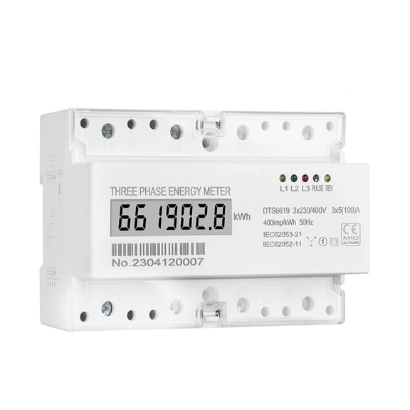 Three Phases 4 Wire Digital Power Meter Electric Electricity Meter DIN Rail Mount AC 5(100)A 50Hz ,Easy to Install