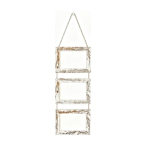 Three Picture Wooden Photo Frame Display Stand Wall Mounted Hanging Decoration White 21.65 x 7.08 In 1 Pack
