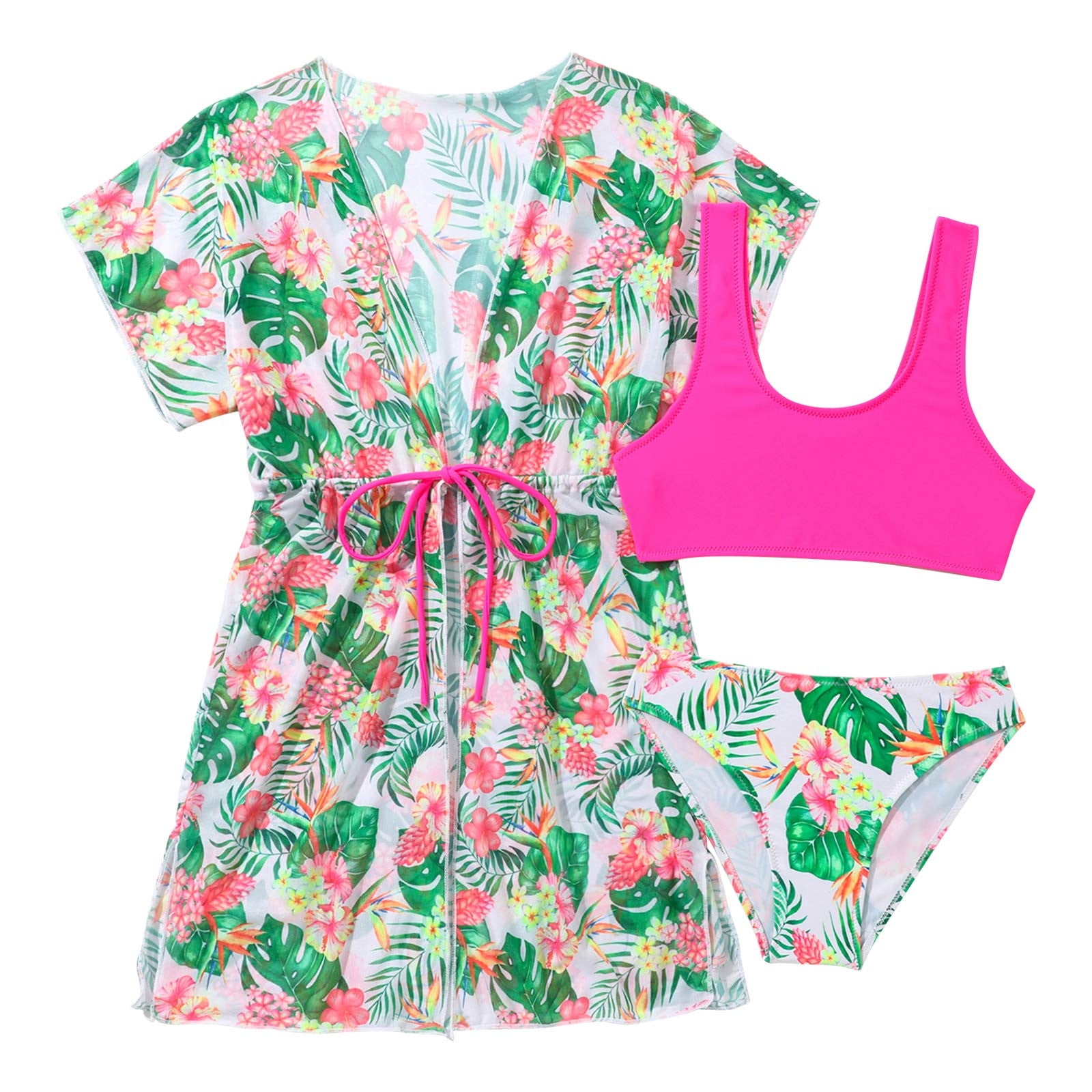 Baby Buns Girls ' Two Piece Heartbreaker Swimsuit Set with Hooded Cover Up, Multi main image 0