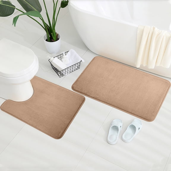 Three Piece Bathroom Mat Set Flannel Floor Rug Absorbent Bath Mat Non Slip Carpet Soft Sponge Door Mat Washable Bathroom Floor Cover Home Decor Carpet Decoration