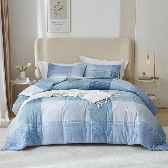 Three Piece Bedding Set Plaid Duvet Cover Pillowcase Quilt Cover Soft Microfiber Bedding Set Dorm Room Bedroom Guest Room Student Apartment Home Decor for Twin Full Queen College Rental Set Now