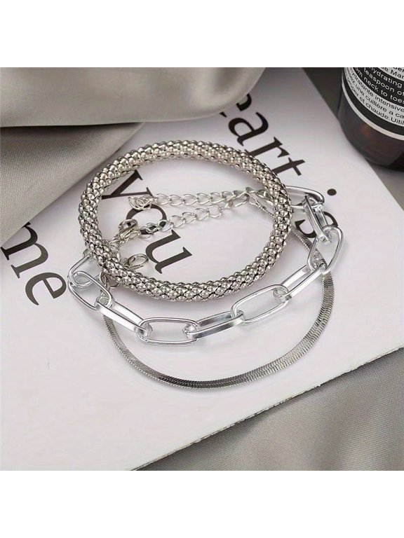 Three -Piece Golden Snake Bone Chain Multi -layer Bracelet Chain Bracelet Ladies Jewelry