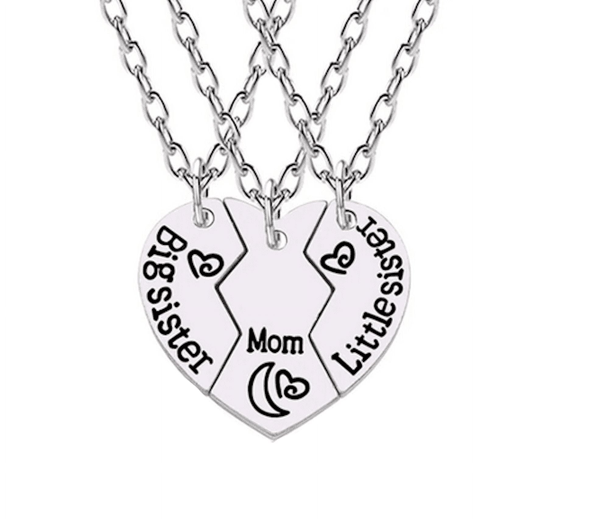 YEEQIN 3PCs/Set Mom Big Sister Little Sister Mom Necklaces Set Mother  Daughters Matching Heart Jewley Set