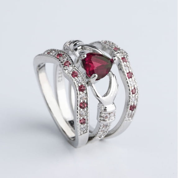 Three Piece Hearts And Arrows Zircon Ring Set Green Purple Red Blue Diamond Colors For Women Fashion Accessory