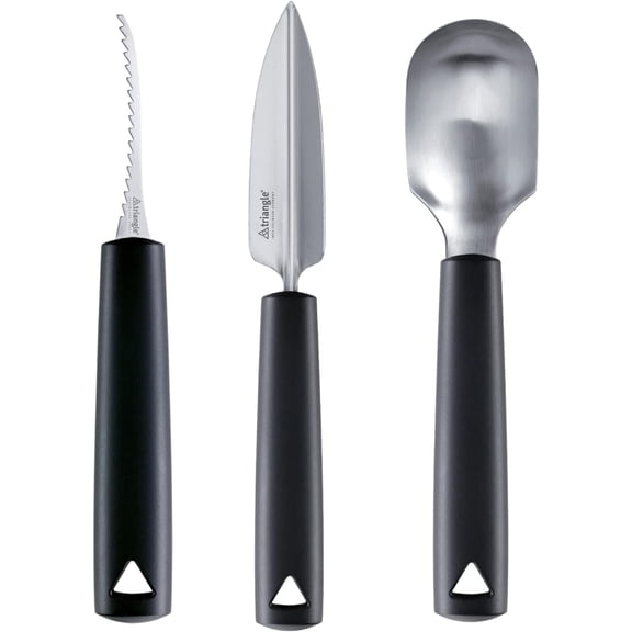 Three-Piece Pumpkin Carving Set - Includes Stainless Steel Carving Saw, Angle Cutter & Scooper - GreenGrip Handle - Dishwasher Safe - Made in Germany