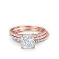 thumbnail image 1 of Three Piece Ring Princess Cut Wedding Set Rose Tone CZ 925 Sterling Silver Size 8, 1 of 4