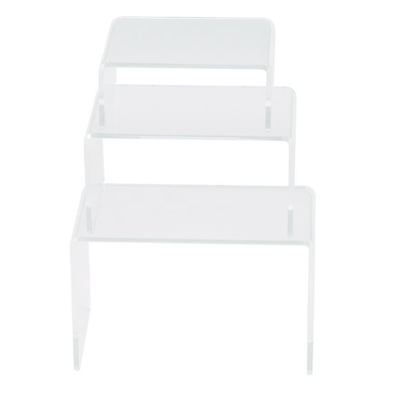 Three Piece Set Acrylic Risers For Display Clear Acrylic Riser Display Stands Acrylic Display Risers for Show Pop Figures, Cupcake, Jewelry, Toys, Perfume And More Display Stand Transparent