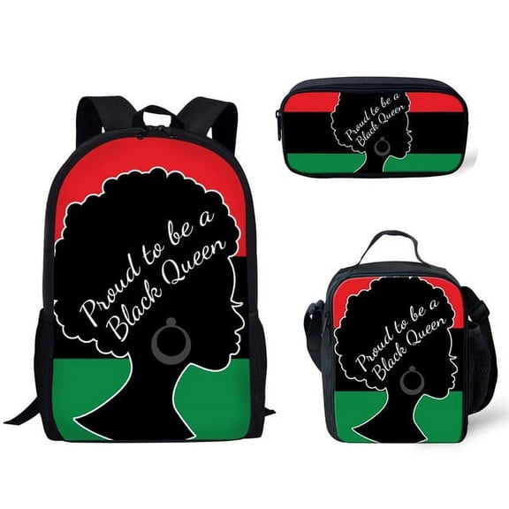Three-Piece Set Of New Printed Student Backpack,Black