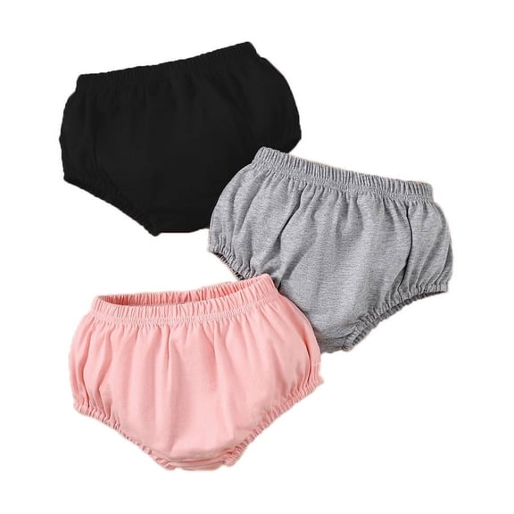 Three Piece Set of Solid Color Triangle Shorts for Baby Girls Newborn Baby Girl Clothes Black Gray Pink
