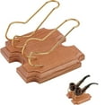 thumbnail image 1 of Three-Piece Solid Wood Gold Base Pipe Stand Holder Single/2/3/4/5 Holder Creative Pipes Display Stand Solid Wood Handmade Great Decoration for Tabletop or Desk, Dusknt Storage Rack Clearance Sale!, 1 of 9