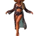 thumbnail image 1 of Three Piece Swimsuits V Neck Ruched Swim Top with Bottom Modest Swimwear 2026 Bathing Suit Coverup, 1 of 7