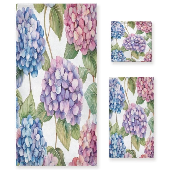 Three-Piece Towel Set Face Towel Towel Set Hand Towel Bath Towel Cotton Bath Towels Bath Towel Sets Hand Bath Towels Beautiful Hydrangeas