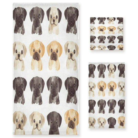 Three-Piece Towel Set Face Towel Towel Set Hand Towel Bath Towel Cotton Bath Towels Bath Towel Sets Hand Bath Towels Black and White Dog