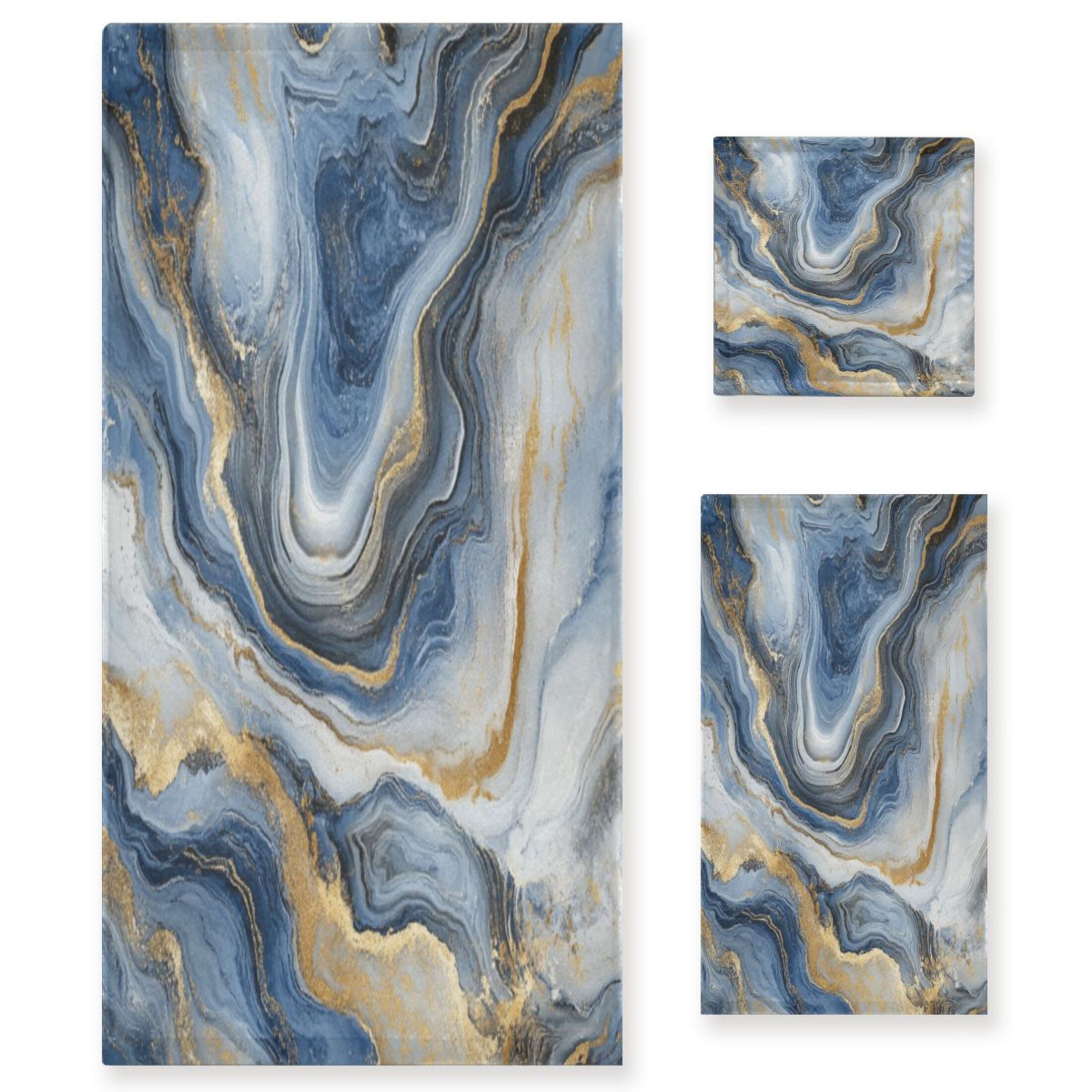 Three-Piece Towel Set Face Towel Towel Set Hand Towel Bath Towel Cotton Bath Towels Bath Towel Sets Hand Bath Towels Blue Marble
