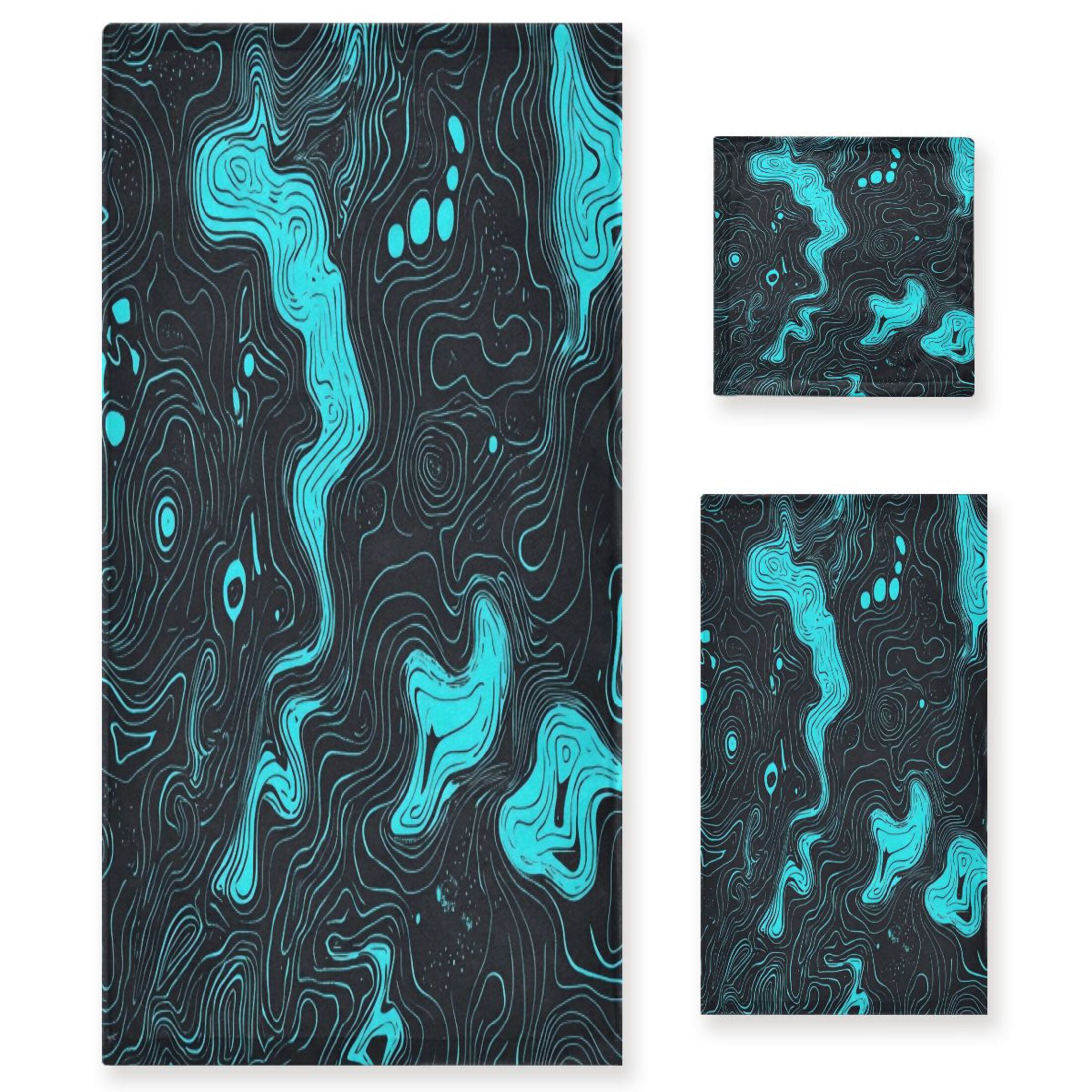 Three-Piece Towel Set Face Towel Towel Set Hand Towel Bath Towel Cotton Bath Towels Bath Towel Sets Hand Bath Towels Blue River Seamless