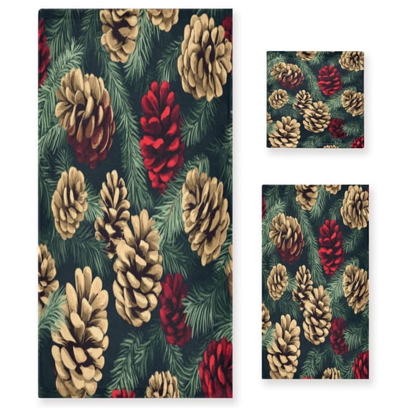 Three-Piece Towel Set Face Towel Towel Set Hand Towel Bath Towel Cotton Bath Towels Bath Towel Sets Hand Bath Towels Christmas Pine Cone4